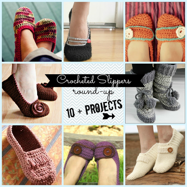 Crocheted Slippers - with roundup! - Sugar Bee Crafts