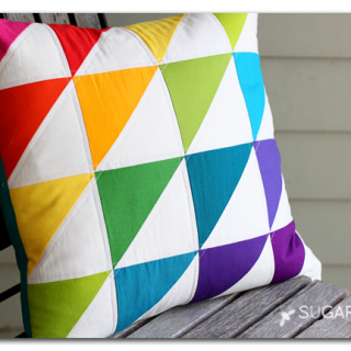 Quilted triangle rainbow pillow