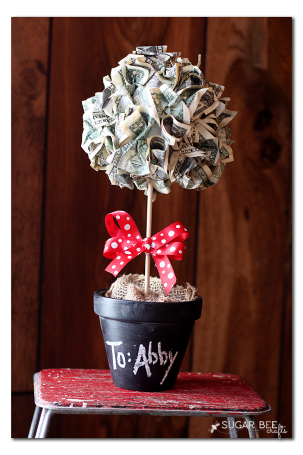 DIY money topiary tree gift