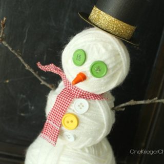 Snowman made from yarn balls so cute and kids can help make them onekriegerchick com