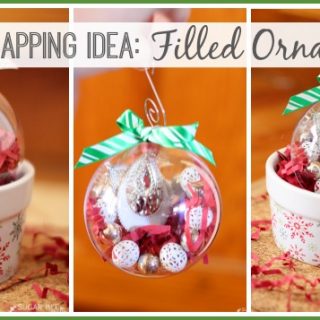 Gift wrapping idea filled ornament