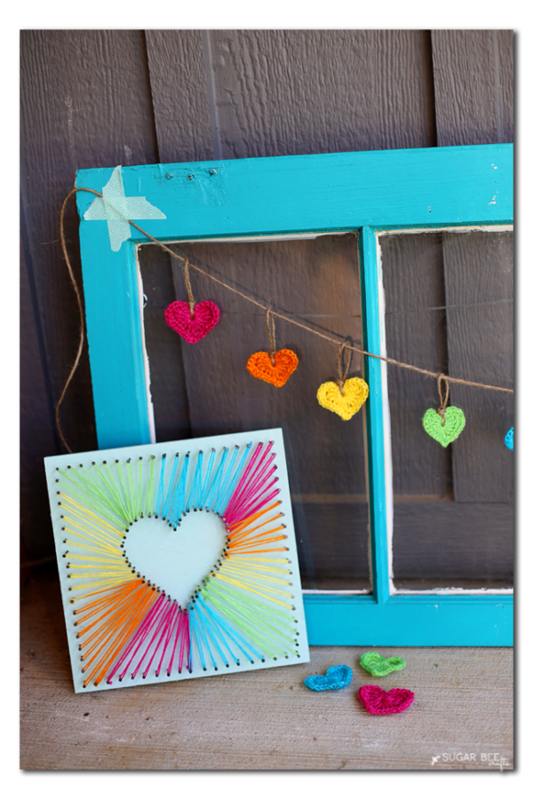 How To Make String Art Beautiful Rainbow Thread Heart Tutorial