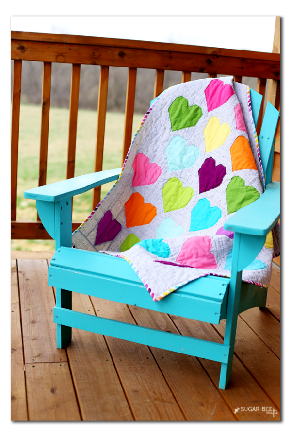 Colorful Modern Heart Quilt Sugar Bee Crafts