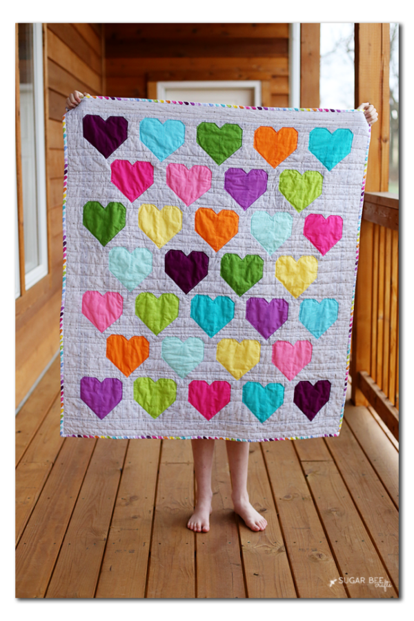 Colorful Modern Heart Quilt - Sugar Bee Crafts