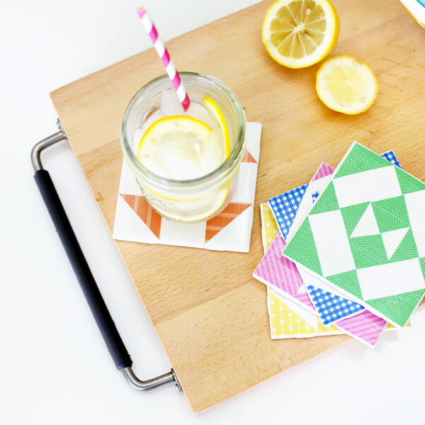 DIY Tile Coasters, Barn Quilt Inspired - Sugar Bee Crafts