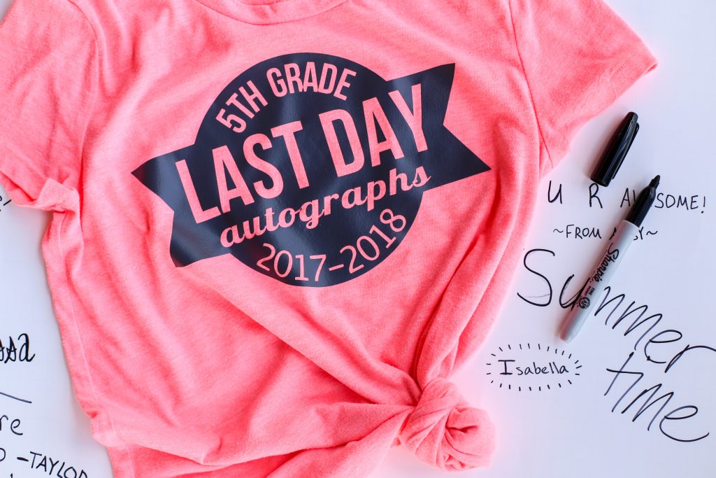 make a tshirt for the last day of school with this FREE cut file for autographs
