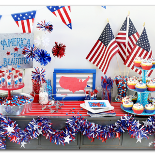 Red white and blue candy tablescape