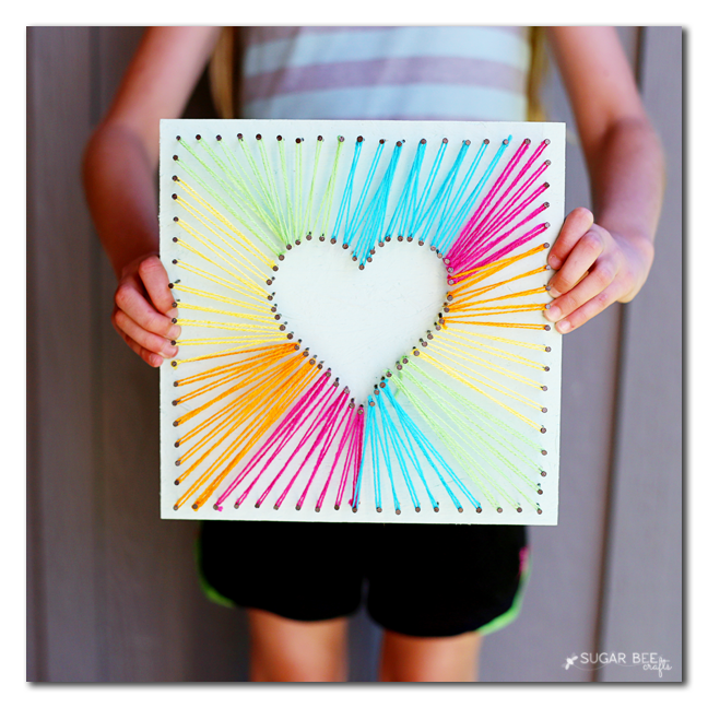 String Art Heart Kids Craft - Sugar Bee Crafts