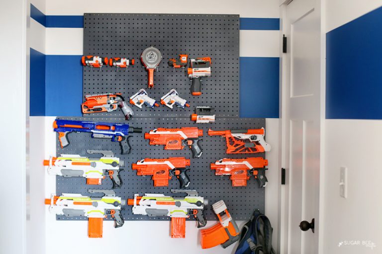 Nerf Wall Pegboard Storage - Sugar Bee Crafts