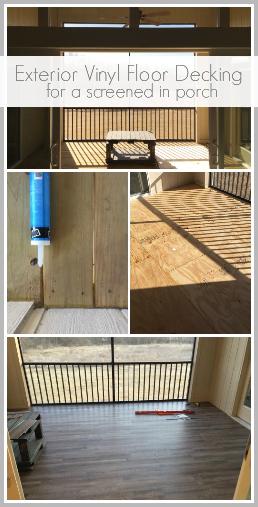 Exterior vinyl floor decking for a screened in porch