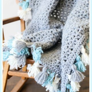 Simple crochet blanket free pattern with tassels