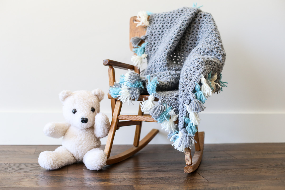 Simple Crochet Blanket with Tassels Sugar Bee Crafts