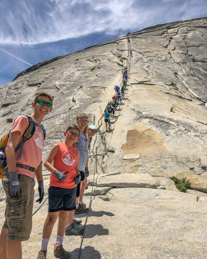Half dome hike cables with kids 2