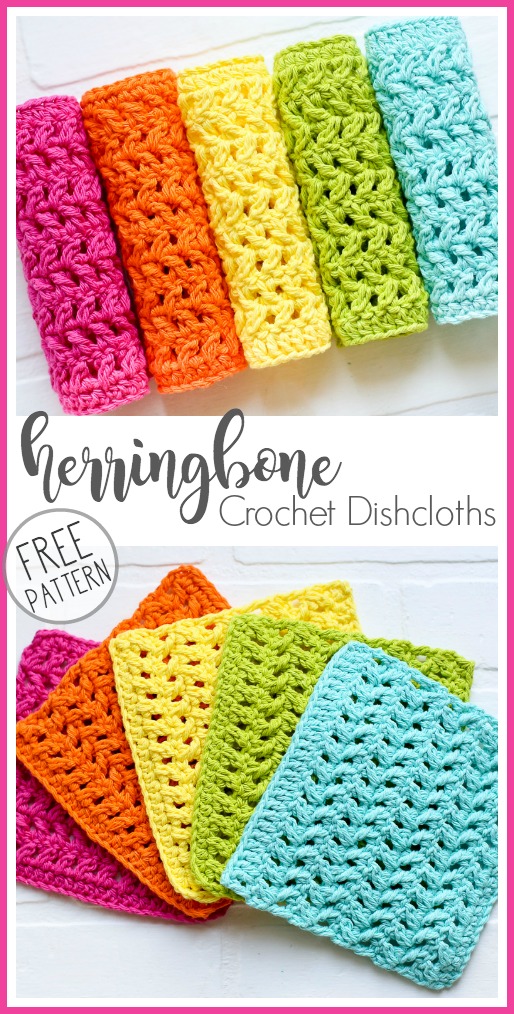 Free crochet dishcloth pattern herringbone