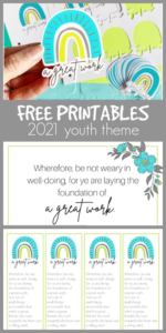 Free Printables A Great Work Youth Theme - Sugar Bee Crafts